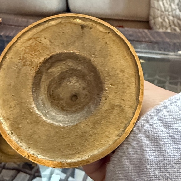 Elegant Brass Candle Holder Pair - Picture 4 of 5